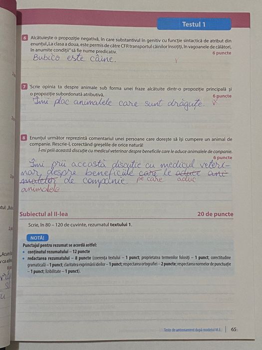 Culegere “Ne pregătim pentru Evaluarea Națională” română