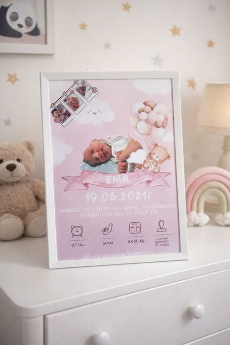 Бебешка визитка с данни