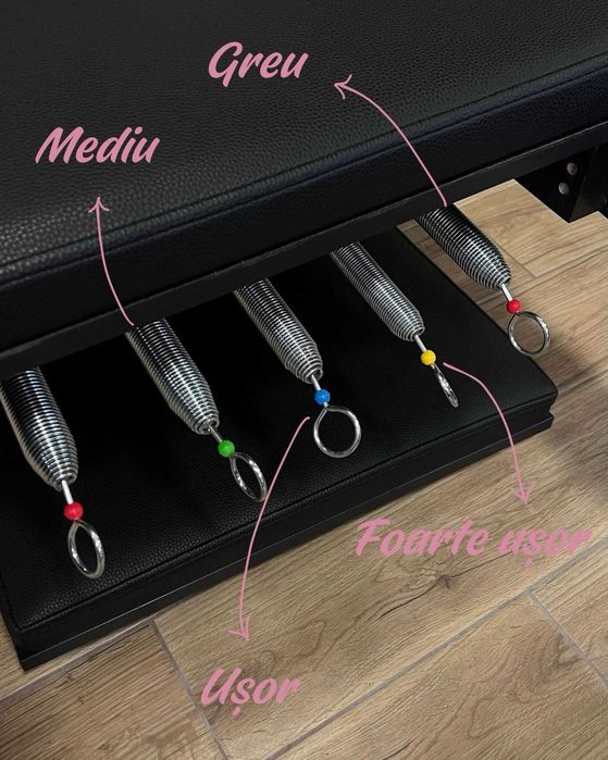 Vand aparate Reformer Pilates profesional cu turn, metal negru – aproape nou