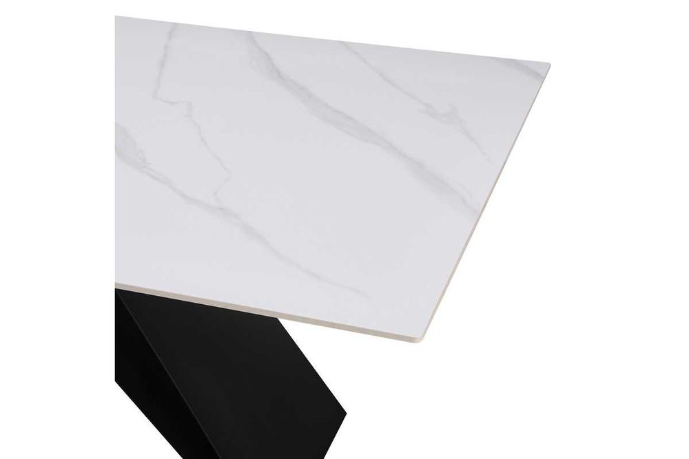 Трапезна маса Meja, Синтерован камък и метална основа, 2 цвята, 180х90