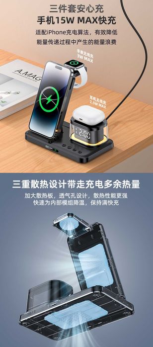 Yesido DS22 Док-станция ночник 5 в 1 PD-20W iPhone 15 iWatch AirPods