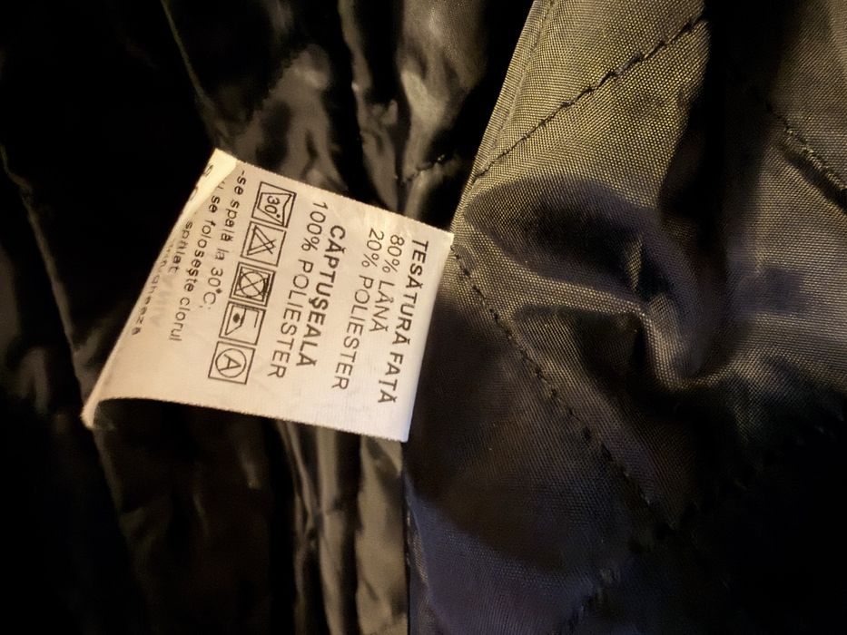 Palton scurt de lână, gri/negru, mărimea 42(M/L)