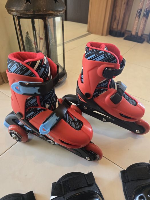 Алуминиеви детски ролери, леки и устойчиви червени/черни размер  31-34