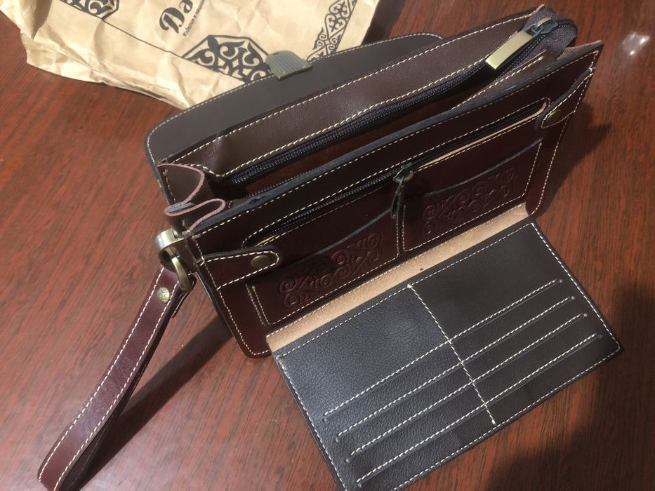 Кожаная мужская барсетка (сумочка, клатч)