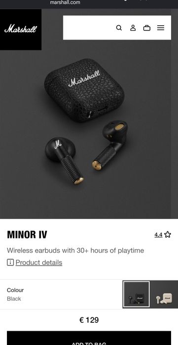 Casti In-Ear Marshall Minor IV, True Wireless, Bluetooth