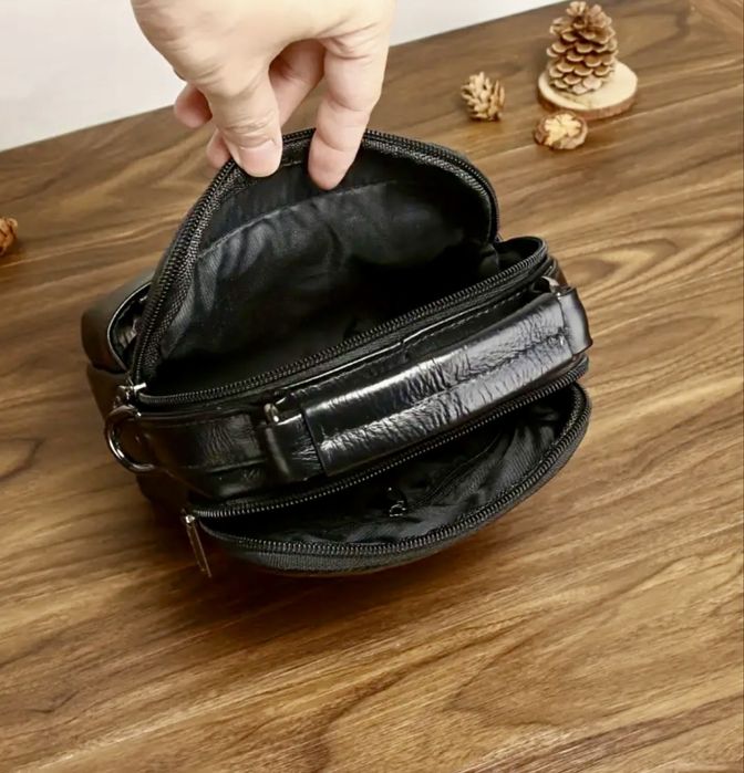 Мъжка изискана кожена чанта POLC/Черна селектирана кожа -10% Промоция!