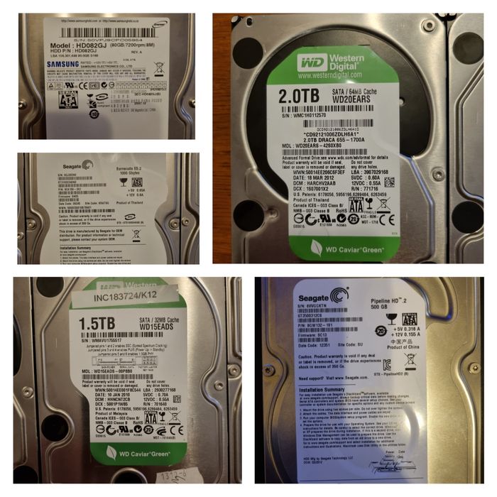Harduri HDD 3.5" 2 TB  - 1.5 TB , 1TB , 500 Gb , 80 Gb WD Western Digital  Seagate  SAMSUNG