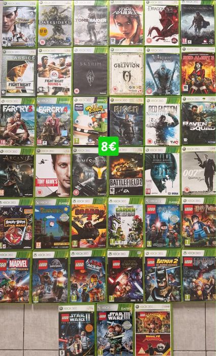Xbox 360 игри – Skyrim, Far Cry 4, Tomb Raider, LEGO Marvel – 8 €