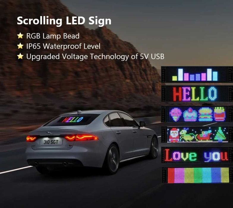 LED табела Bluetooth превъртаща се реклама за магазин, заведение, кола