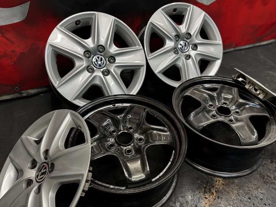 Фолксваген VW структурни метални джанти с ОРИГИНАЛНИ тасове 16 цола