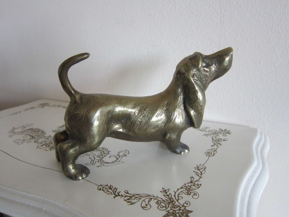 cadou rar Caine Viena 1960 Dachshund Teckel handmade bronz masiv