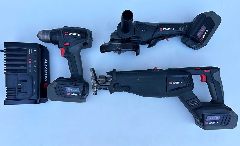 Wurth M-Cube - Сет от безчетков саблен трион, ъглошлайф и винтоверт