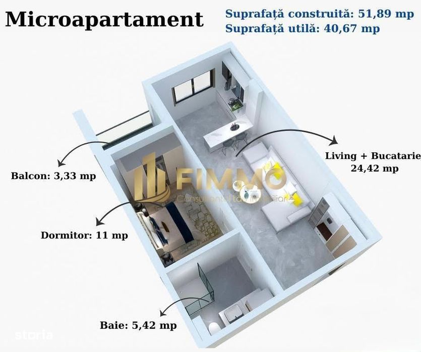 Microapartament | 52 mpt | 2 camere | Complex nou | Suceava | ID:1643 — fotografia 1