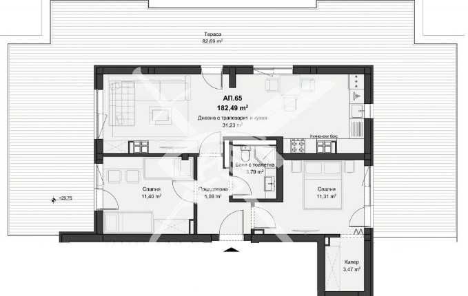 Тристаен апартамент Кючук Париж 109 - 5329