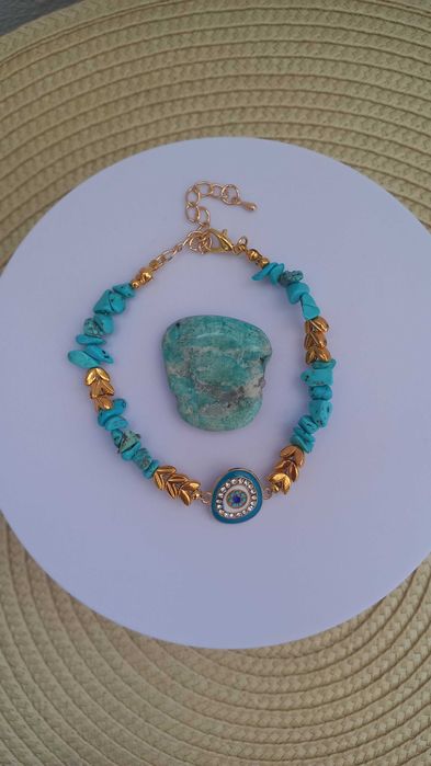 Bratara din Turcoaze albastre, lucrata manual