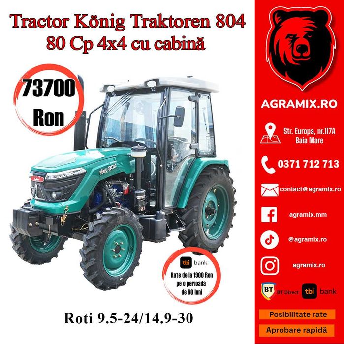 Tractor 80CP Konig 804 cu cabina 4×4 Agramix