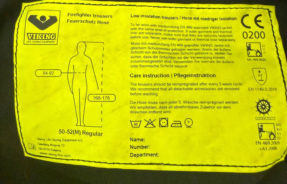 Costum pompier VIKING YouSafe Y2 (jachetă + pantaloni) – aproape nou