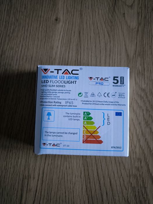 Reflector LED 10W, IP65, 6400k alb rece, 800 lm, V-TAC, cip samsung