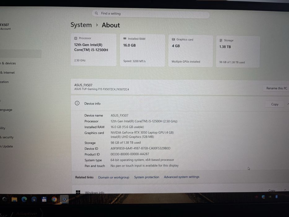Vând laptop Asus TUF Gaming F15