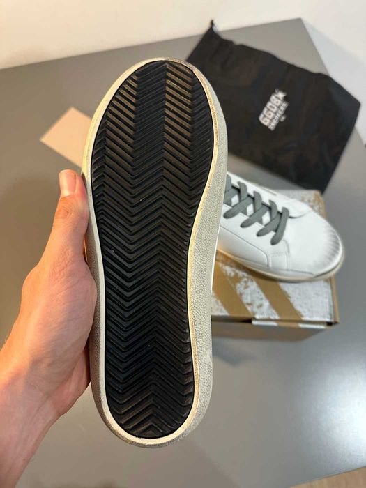 Golden Goose Superstar sneakers piele stea gri toc bleumarin