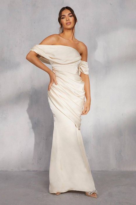 Официална рокля сатенена дълга Misspap