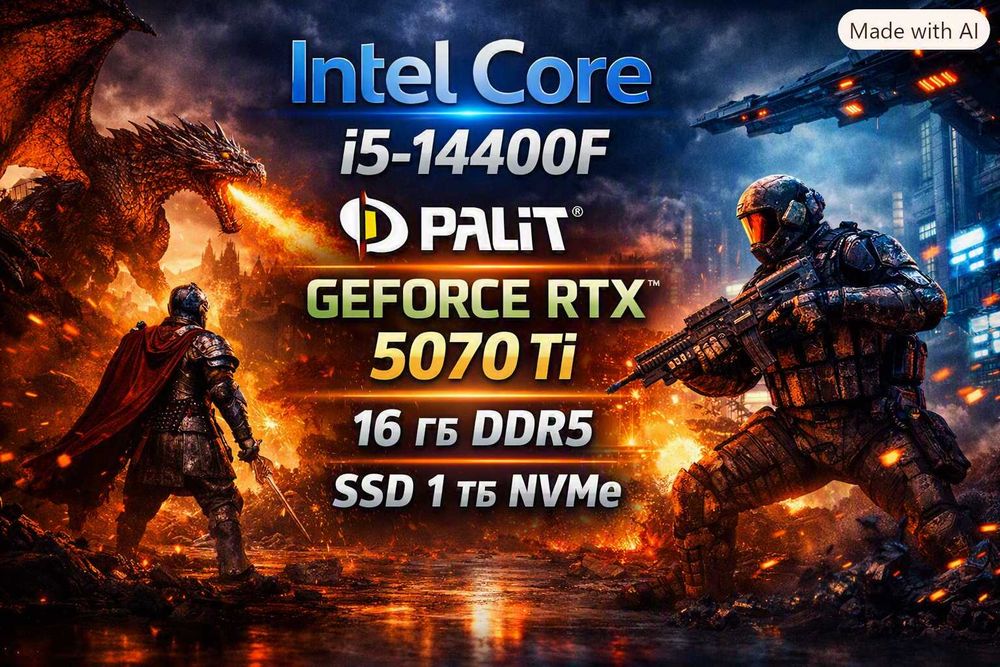 Игровой ПК i5‑14400F/RTX 5070 Ti 16gb/ RAM 16gb./ SSD 1Tb/
