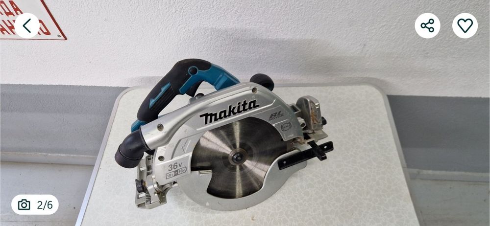 Циркуляр Makita DHS900 36v, 18V+18V, Ф235мм 2х5аh и зарядно