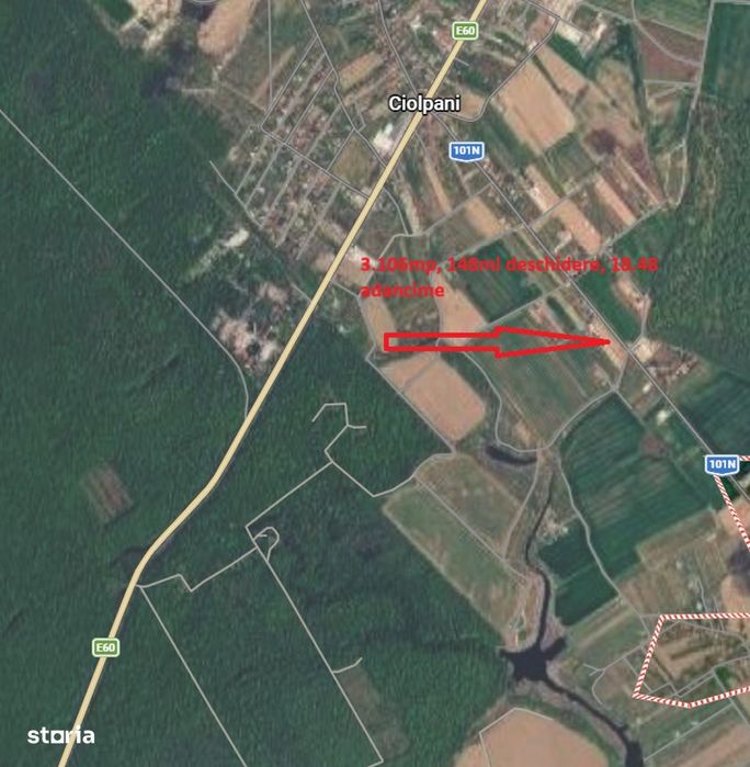 Intravilan 3.106 mp Izvorani deschidere 148 ml la str. Complex Olimpic