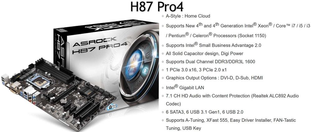 Дъно Дънна платка ASRock H87 Pro4 1150 до 32gb DDR3