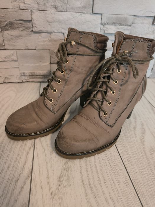 Botine toc gros piele naturală