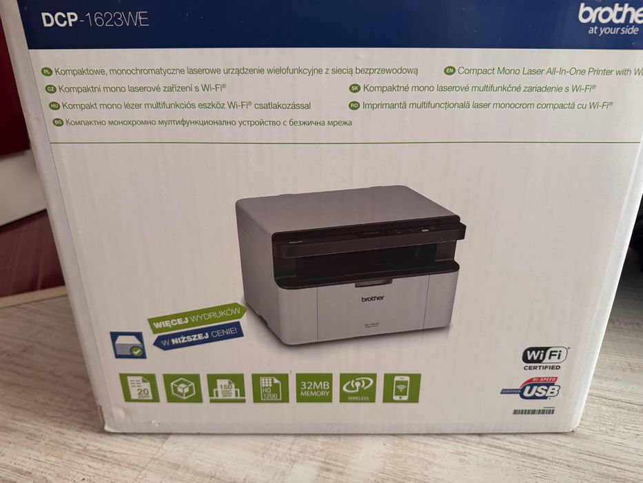 Brother DCP-1623WE Wi-Fi лазерен принтер + 3 тонера + 3 пакета А4 хартия