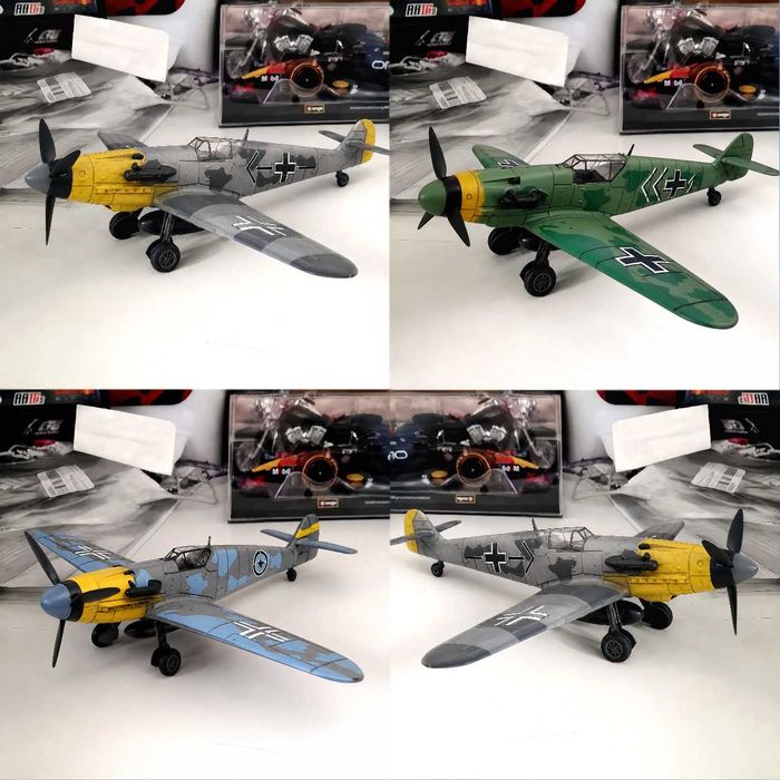Macheta avion BF-109 scara 1:48 22cm gri /verde/blue camuflaj