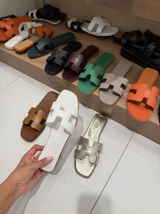 Papuci hermes oran piele naturala