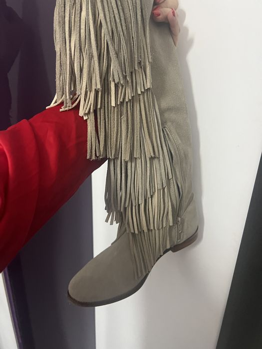 Cizme de piele franjuri