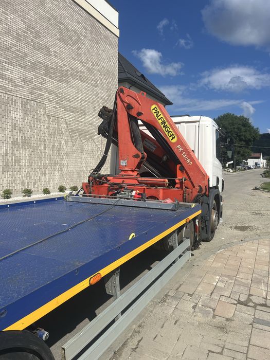 Vând Scania P230 cu Macara Palfinger PK 14080 și Platformă Specializată