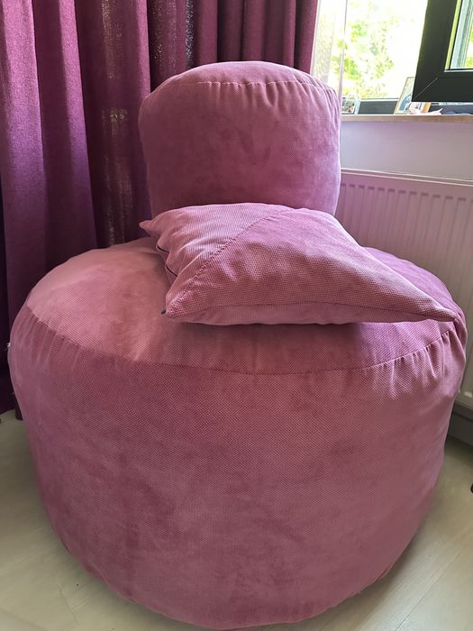 Set perna fotoliu, perna picioare si perna decorativa roz si verde