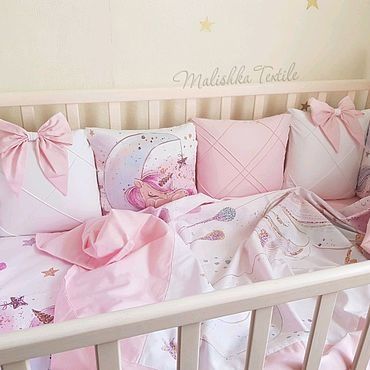 Бортики на кроватку кроватку. Сатин