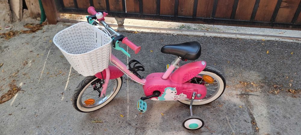 Детски велосипед B’TWIN Unicorn 500, 14”, с аксесоари