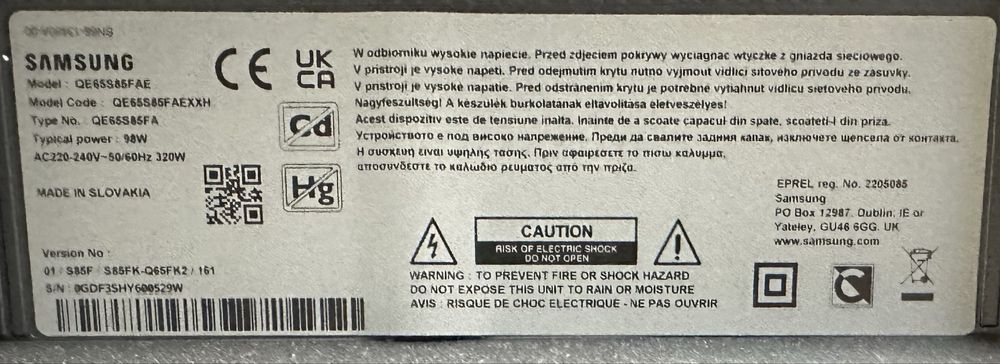 НОВ телевизор SAMSUNG OLED 65S85F