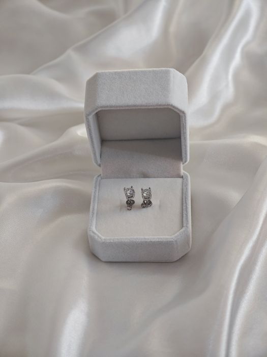 Cercei cu piatra 0.5ct x 2 (set) tip diamant - argint 925 - Moissanite