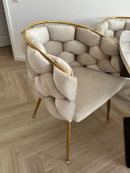 6 Scaune Living Tapitat KJC15, 67 x 60 x 80 cm, culoare bej