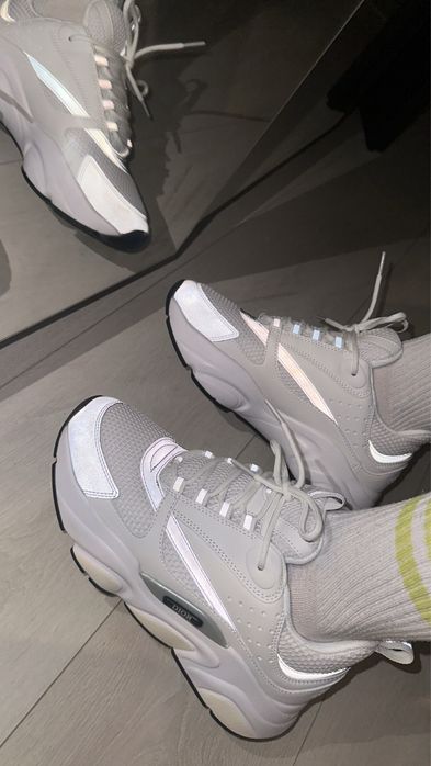 Dior b22 reflective silver mesh