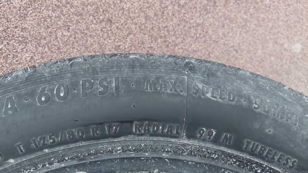 Vând roată de rezervă 125/80 r 17 cu prinderea 5x120 r 17