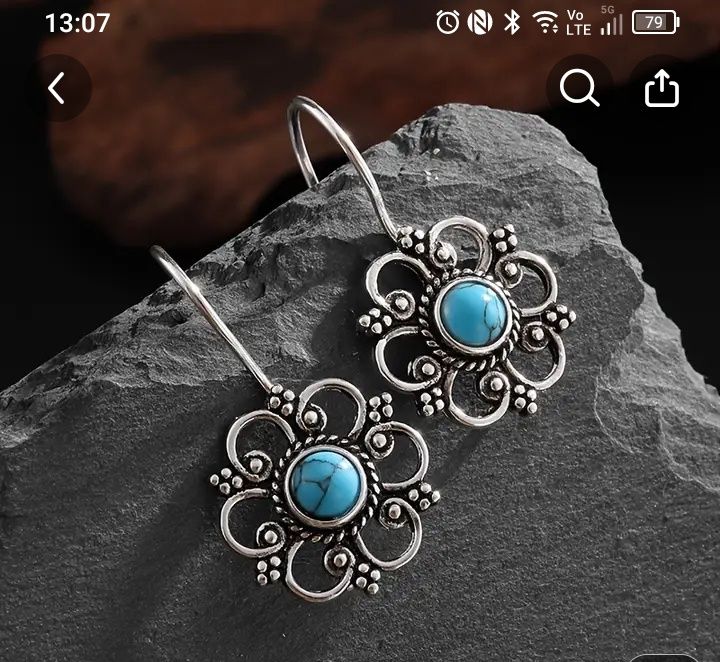 Винтидж тюркоазени висящи обеци, подарък за елегантната визия на сякаш