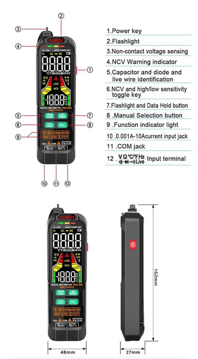 Професионален цифров мултицет MESTEK ZL128B Pro  с USB зареждане