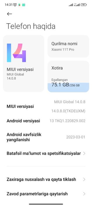 Redmi 11T pro 256Gb