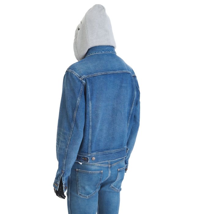 Celin€ - Свободно дънково яке с качулка и щампа