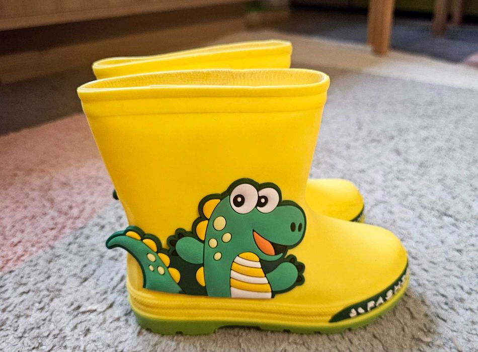 Детски гумени ботуши с динозавър, Жълт Цвят