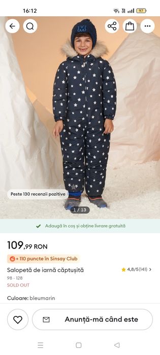 Salopeta/ combinezon copii 98 NOU