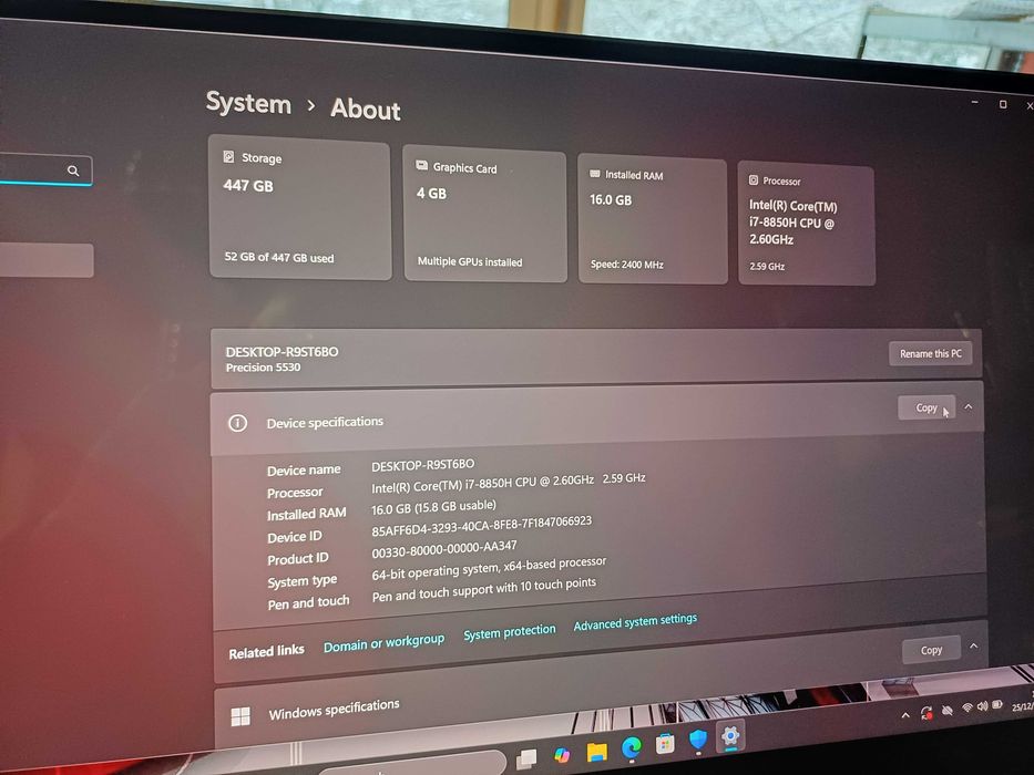 Dell Precision 4KTouch IGZO IPS/Core i7-8850H/Quadro/16GB DDR4/500 SSD